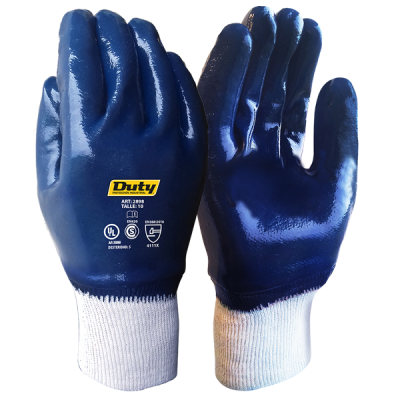 GUANTE NITRILO AZUL PUÑO TEJIDO