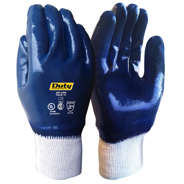 GUANTE NITRILO AZUL PUÑO TEJIDO