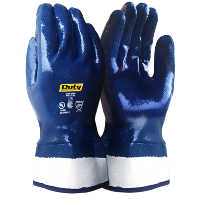 GUANTE NITRILO AZUL PUÑO DE LONA