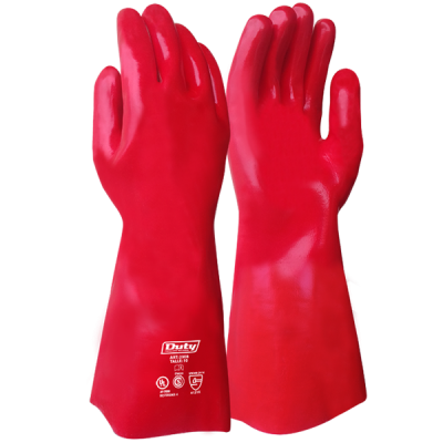 GUANTE PVC Rojo 40cm Con Soporte Textil SIN COSTURA