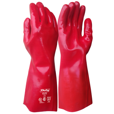 GUANTE PVC Rojo 40cm Con Soporte Textil