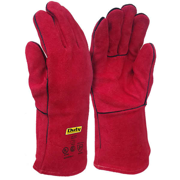 GUANTE Soldador Rojo 35cm Con Soporte Textil